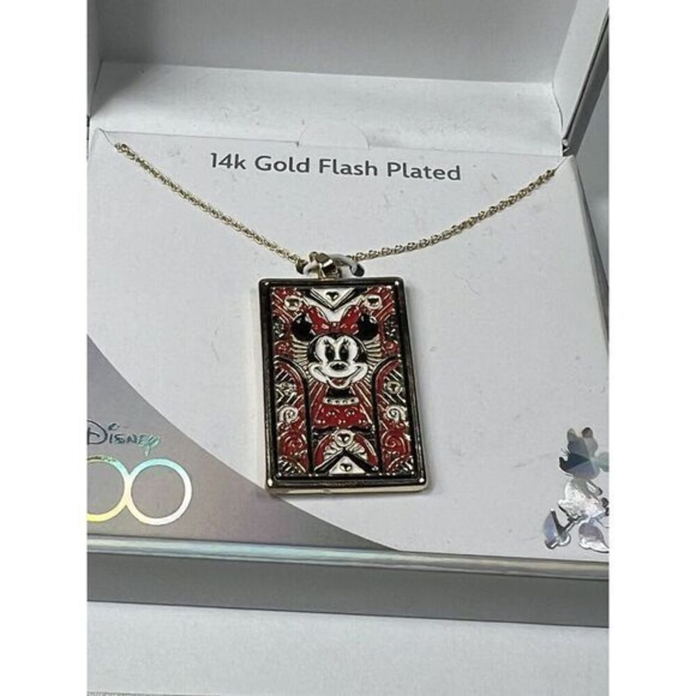 Disney Celebrating 100 14k Gold Flash Plated Minnie Mouse Necklace NIB